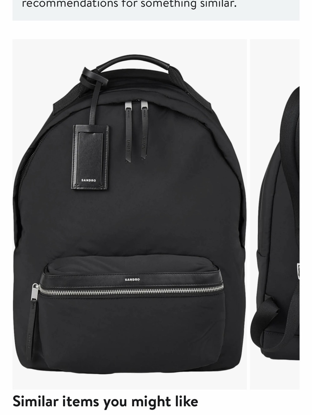 Sandro Black Nylon Backpack with Front Zip Pocket